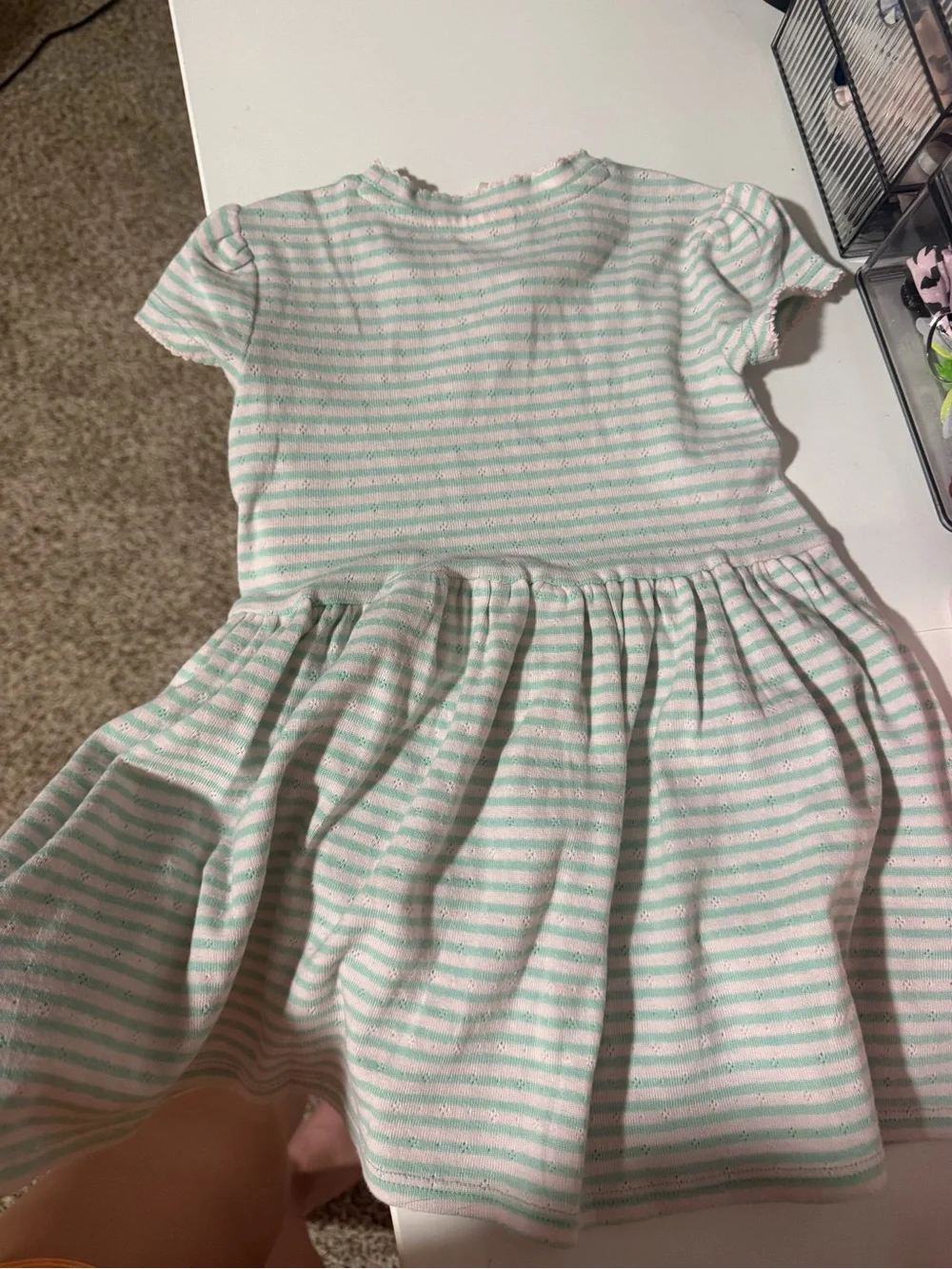 Tucker + Tate Mint Green and White Striped Short Sleeve Dress
